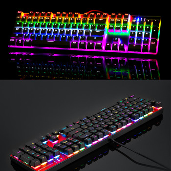 Оригинална игрална механична клавиатура Motospeed CK104 RGB 104 клавиша USB кабелна руска/английска LED подсветка за компютърни геймъри+подарък