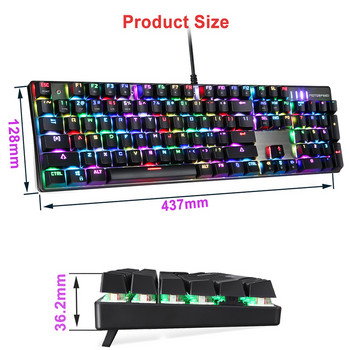 Оригинална игрална механична клавиатура Motospeed CK104 RGB 104 клавиша USB кабелна руска/английска LED подсветка за компютърни геймъри+подарък