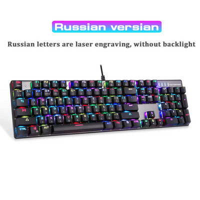 Originali Motospeed CK104 RGB žaidimų mechaninė klaviatūra 104 klavišai USB laidinis rusiškas/angliškas LED apšvietimas kompiuteriniam žaidėjui + dovana