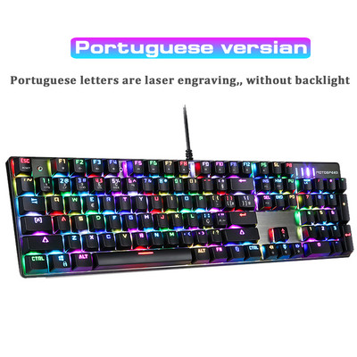 Originali Motospeed CK104 RGB žaidimų mechaninė klaviatūra 104 klavišai USB laidinis rusiškas/angliškas LED apšvietimas kompiuteriniam žaidėjui + dovana