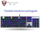 Português Motospeed CK104 RGB spēļu mehāniskā tastatūra 104 taustiņu LED aizmugurgaismojuma USB vadu ergonomiskā tastatūra personālajam datora spēlētājam