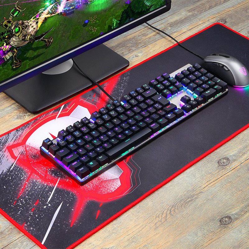 Português Motospeed CK104 RGB spēļu mehāniskā tastatūra 104 taustiņu LED aizmugurgaismojuma USB vadu ergonomiskā tastatūra personālajam datora spēlētājam
