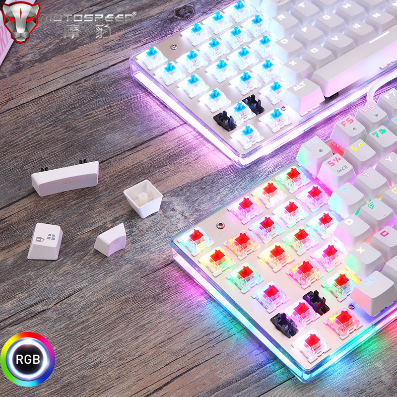 Motospeed K87S RGB igračka mehanička tipkovnica USB žična 87 tipki LED pozadinsko osvjetljenje crveni/plavi prekidač Laserske tipkovnice za računalne igrače