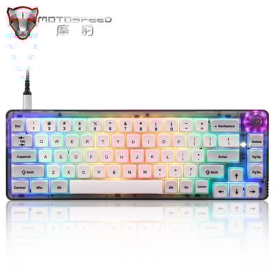 Uusim Motospeed CK69 mänguri mehaaniline klaviatuur USB juhtmega 67 klahviga RGB taustvalgus Täisklahv kuumvahetus gateroni punane võll mängijale