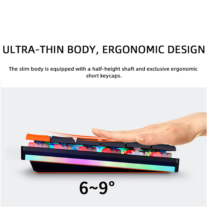 Motospeed BK75 Bluetooth ασύρματο μηχανικό πληκτρολόγιο TTC Διακόπτης RGB με οπίσθιο φωτισμό 87 πλήκτρων Εξαιρετικά λεπτό πληκτρολόγιο λέιζερ για Mas Windows IOS