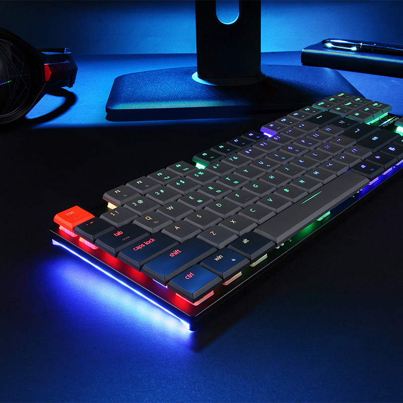 Motospeed BK75 Bluetooth ασύρματο μηχανικό πληκτρολόγιο TTC Διακόπτης RGB με οπίσθιο φωτισμό 87 πλήκτρων Εξαιρετικά λεπτό πληκτρολόγιο λέιζερ για Mas Windows IOS