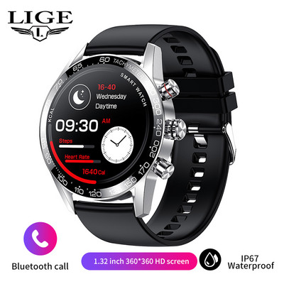LIGE Bluetooth Call Smart Watch Men 2022 Sport Bracelet Blood Pressure Waterproof Custom Dial New Men SmartWatch for IOS Android