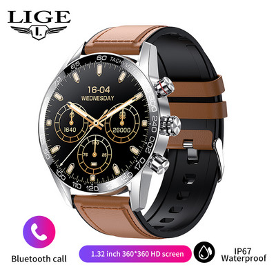 LIGE Bluetooth Call Smart Watch Men 2022 Sport Bracelet Blood Pressure Waterproof Custom Dial New Men SmartWatch for IOS Android
