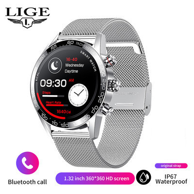 LIGE Bluetooth Call Smart Watch Men 2022 Sport Bracelet Blood Pressure Waterproof Custom Dial New Men SmartWatch for IOS Android