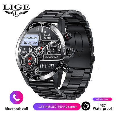 LIGE Bluetooth Call Smart Watch Men 2022 Sport Bracelet Blood Pressure Waterproof Custom Dial New Men SmartWatch for IOS Android