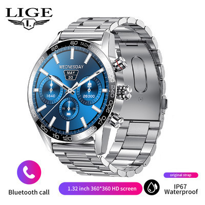 LIGE Bluetooth Call Smart Watch Men 2022 Sport Bracelet Blood Pressure Waterproof Custom Dial New Men SmartWatch for IOS Android