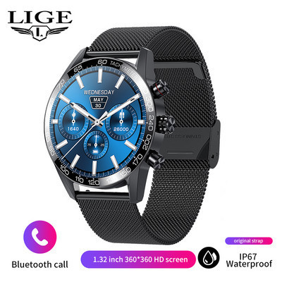LIGE Bluetooth Call Smart Watch Men 2022 Sport Bracelet Blood Pressure Waterproof Custom Dial New Men SmartWatch for IOS Android
