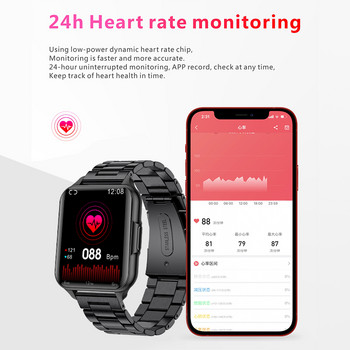 LIGE Smartwatch Мониторинг на телесната температура IP68 Водоустойчив часовник Тапет за набиране на сърдечен ритъм Спортен фитнес тракер Смарт часовници