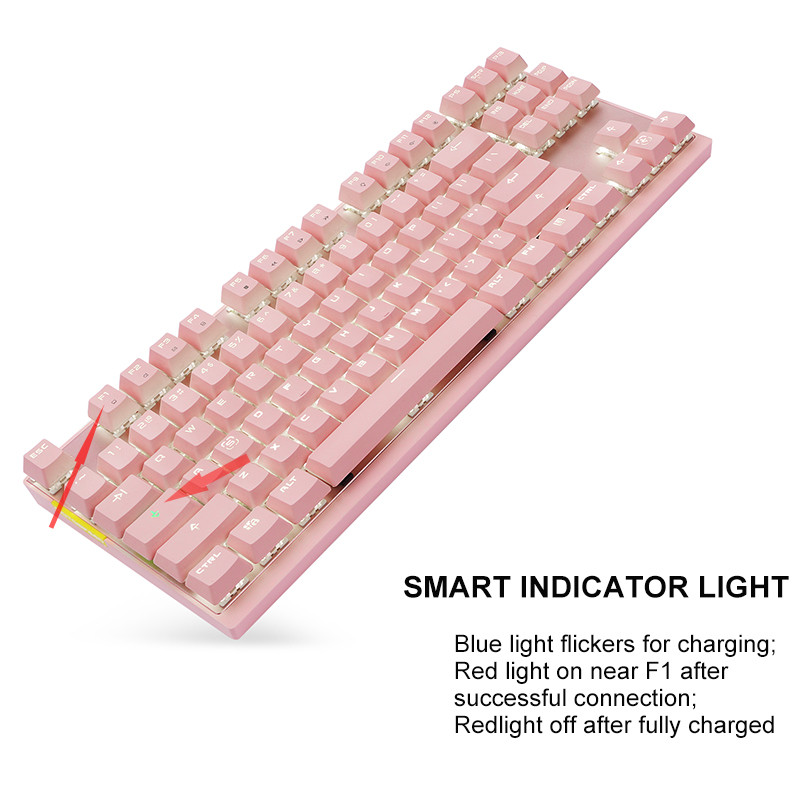 Motospeed 2.4G Ασύρματο/Ενσύρματο Dual Mode Gaming Μηχανικό πληκτρολόγιο 87 πλήκτρων Δέκτης USB Πληκτρολόγια LED με οπίσθιο φωτισμό για gamer υπολογιστών