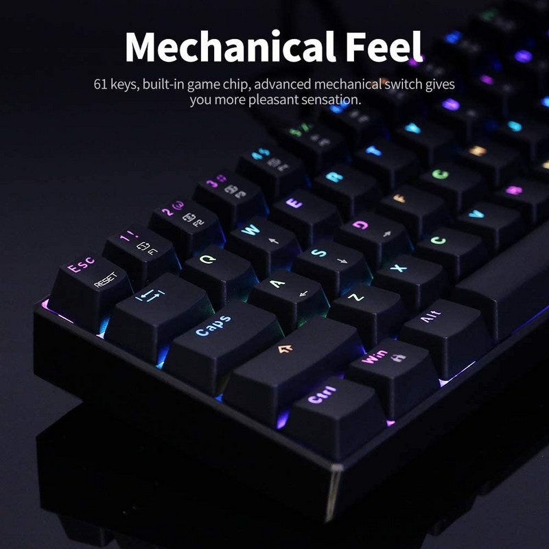 Hot Genuine Motospeed CK61 RGB spēļu mehāniskā tastatūra 61 taustiņu USB vadu LED fona apgaismojuma standarta tastatūras datora klēpjdatoru spēlētājiem