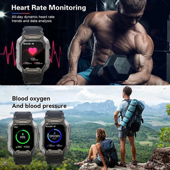 2022 Нов смарт часовник за гмуркане Спорт на открито Смарт часовник Сърдечен ритъм Кръвно налягане 5ATM Водоустойчив Bluetooth Смарт часовник за мъже+кутия