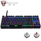 ΝΕΟ Γνήσιο Μηχανικό Πληκτρολόγιο παιχνιδιών Motospeed RGB 87 πλήκτρων LED Backlight Anti-ghosting Ενσύρματο πληκτρολόγιο USB για PC Gamer