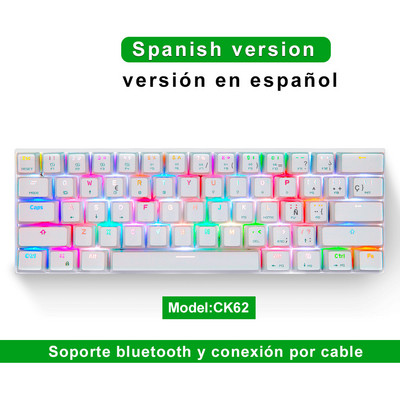 60% Motospeed laidinis / „Bluetooth“ dviejų režimų žaidimų mechaninė klaviatūra 61 klavišo RGB foninis apšvietimas asmeniniam kompiuteriui „Android IOS“ sistemos žaidėjas