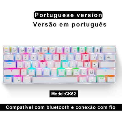 60% Motospeed laidinis / „Bluetooth“ dviejų režimų žaidimų mechaninė klaviatūra 61 klavišo RGB foninis apšvietimas asmeniniam kompiuteriui „Android IOS“ sistemos žaidėjas