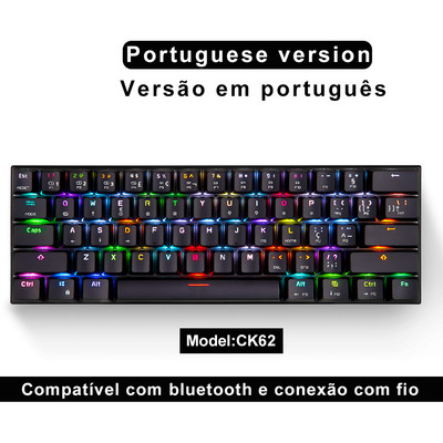 60% Motospeed laidinis / „Bluetooth“ dviejų režimų žaidimų mechaninė klaviatūra 61 klavišo RGB foninis apšvietimas asmeniniam kompiuteriui „Android IOS“ sistemos žaidėjas