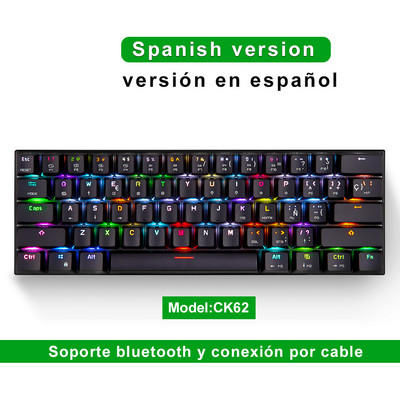 60% Motospeed laidinis / „Bluetooth“ dviejų režimų žaidimų mechaninė klaviatūra 61 klavišo RGB foninis apšvietimas asmeniniam kompiuteriui „Android IOS“ sistemos žaidėjas