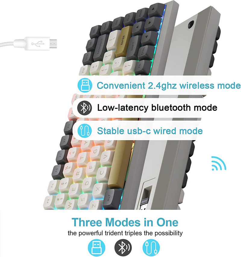 Motospeed SK84 RGB Triple Mode BT5.0/2.4G bežična/Type-C mehanička tipkovnica s mogućnošću vruće izmjene Programabilna gaming tipkovnica s 84 tipke