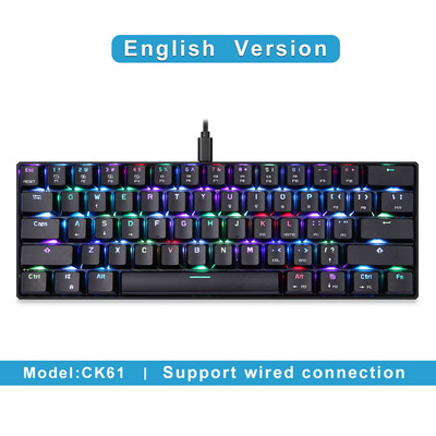 Cea mai ieftină tastatură mecanică Mini Motospeed CK61 RGB cu 61 de taste Iluminare de fundal LED cu fir Tastaturi RU pentru jocuri cu laser pentru laptop PC tabletă