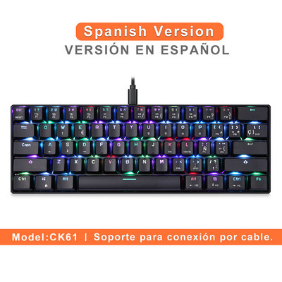 Cea mai ieftină tastatură mecanică Mini Motospeed CK61 RGB cu 61 de taste Iluminare de fundal LED cu fir Tastaturi RU pentru jocuri cu laser pentru laptop PC tabletă