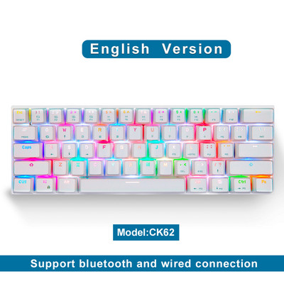 Motospeed CK62 RGB Μηχανικό πληκτρολόγιο 61 πλήκτρων Bluetooth Ασύρματο διπλής λειτουργίας Εργονομία Laser Mini πληκτρολόγια παιχνιδιών για φορητό υπολογιστή