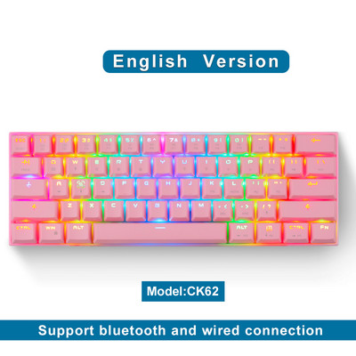 Motospeed CK62 RGB Μηχανικό πληκτρολόγιο 61 πλήκτρων Bluetooth Ασύρματο διπλής λειτουργίας Εργονομία Laser Mini πληκτρολόγια παιχνιδιών για φορητό υπολογιστή