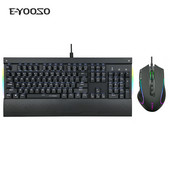 Tastatură de joc cu iluminare din spate LED, mouse combinat USB cu fir Multimedia Mouse ergonomic pentru jocuri Tastatură de 8000 DPI pentru PC, computer, desktop