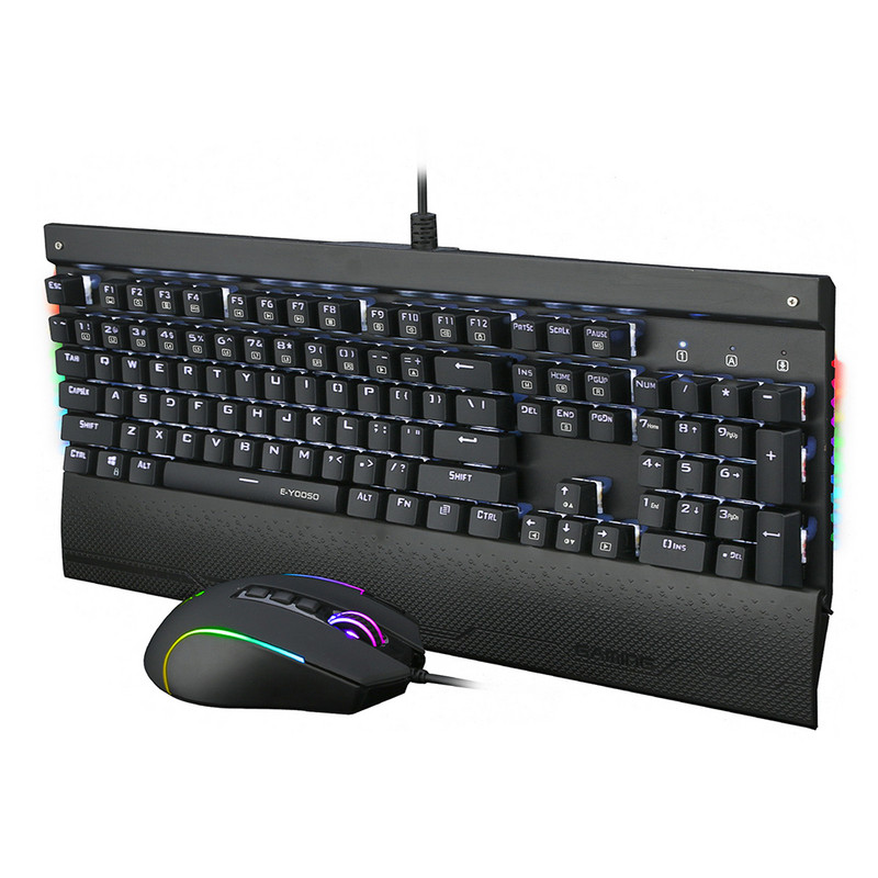 Tastatură de joc cu iluminare din spate LED, mouse combinat USB cu fir Multimedia Mouse ergonomic pentru jocuri Tastatură de 8000 DPI pentru PC, computer, desktop