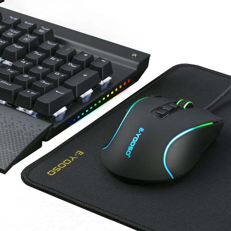 Tastatură de joc cu iluminare din spate LED, mouse combinat USB cu fir Multimedia Mouse ergonomic pentru jocuri Tastatură de 8000 DPI pentru PC, computer, desktop