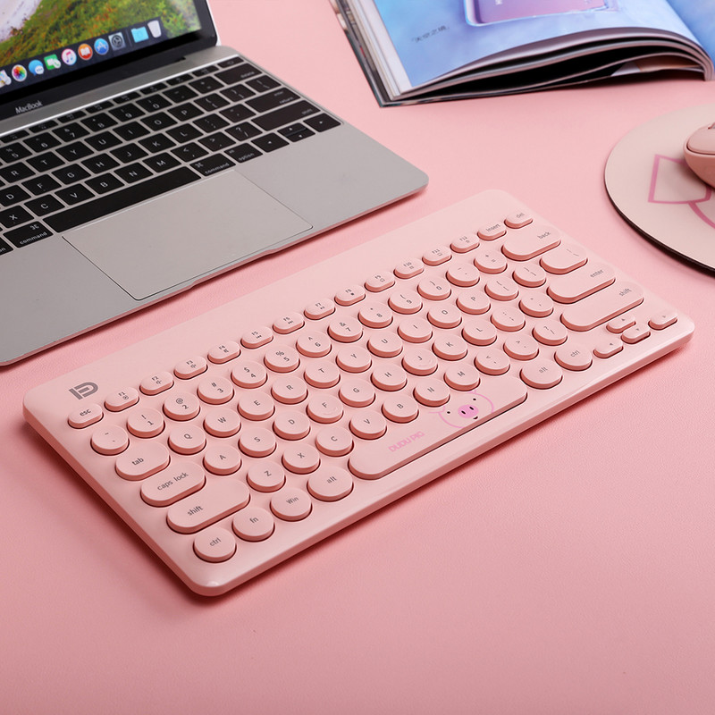 Tastatură mouse fără fir pentru computer, laptop, elegant, mini portabil, cu 79 de taste, combinații de mouse subțire, mute, acasă, birou, cadouri pentru doamnă