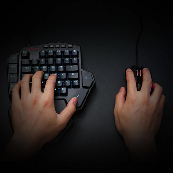Комплект мишка за клавиатура за игри с една ръка RGB Backlit Преносими мини мишки за клавиатура за игри с преобразувател Адаптер за PC PS4 Xbox превключвател