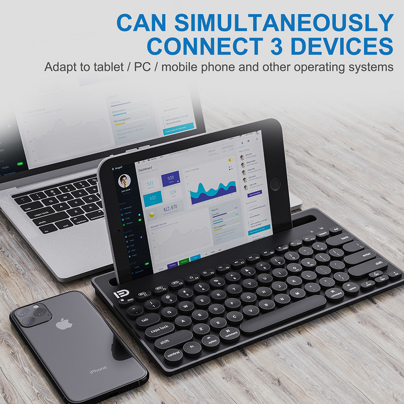 78 de taste Office Bluetooth și tastatură fără fir 2,4G Mod dublu pentru laptop Macbook iPad Tabletă Telefon pentru Windows Mac iOS Android