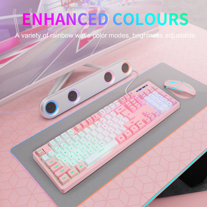 Vadu spēļu tastatūra, mehāniska sajūta 104 taustiņi Vadu USB spēļu tastatūra LED aizmugurgaismojuma biroja tastatūra galddatoru spēlētājiem