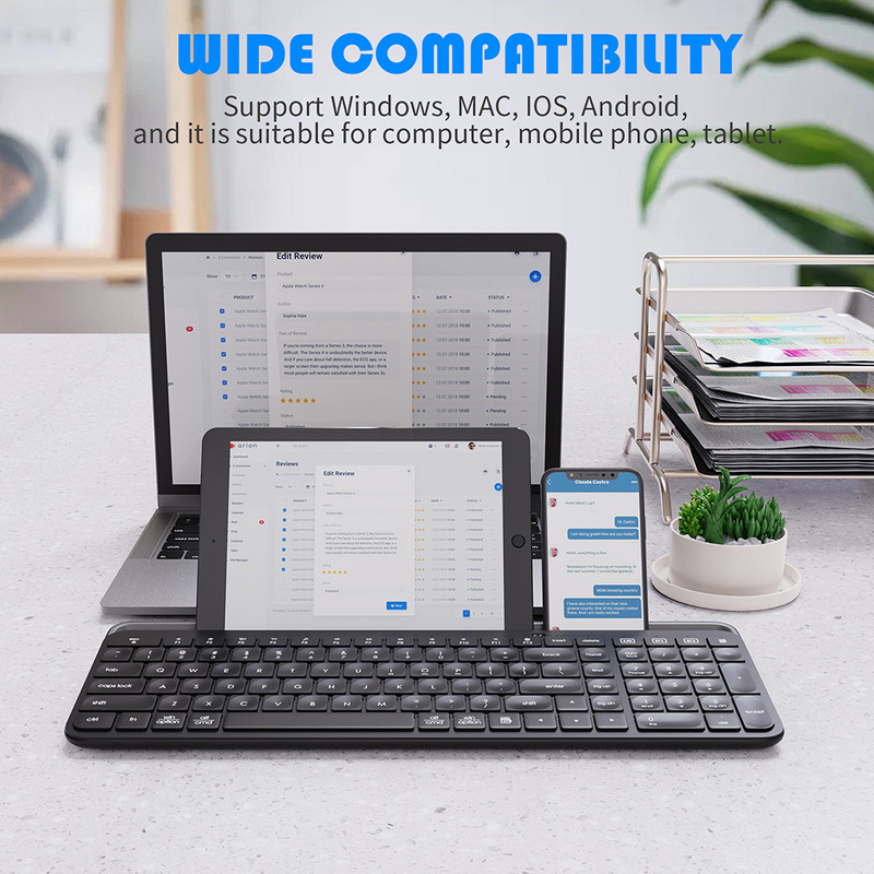 105 taste Trei moduri Bluetooth3.0 5.0 Tastatură 2.4G Tastatură fără fir pentru ipad, telefon, tabletă, laptop, tastatură pentru Android ios Windows
