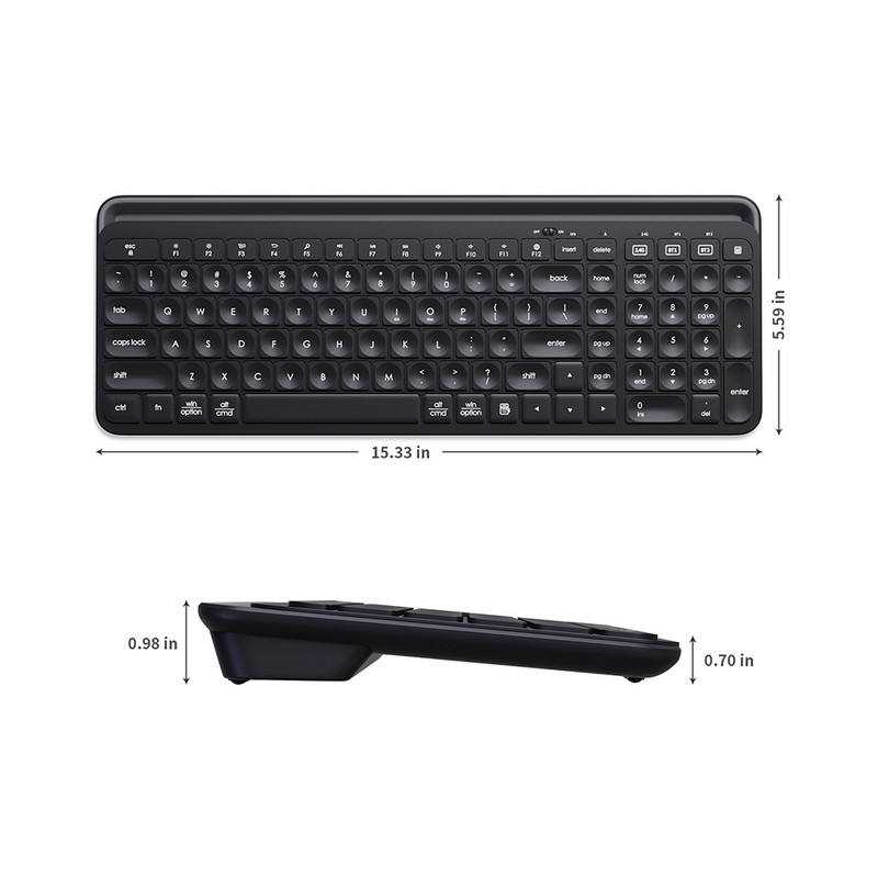 105 taste Trei moduri Bluetooth3.0 5.0 Tastatură 2.4G Tastatură fără fir pentru ipad, telefon, tabletă, laptop, tastatură pentru Android ios Windows