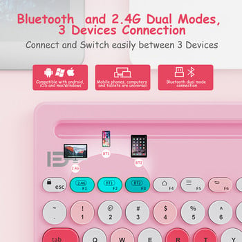 Мини преносима 2.4G безжична клавиатура Bluetooth клавиатура двоен режим за ipad телефон таблет клавиатура за Android ios прозорец