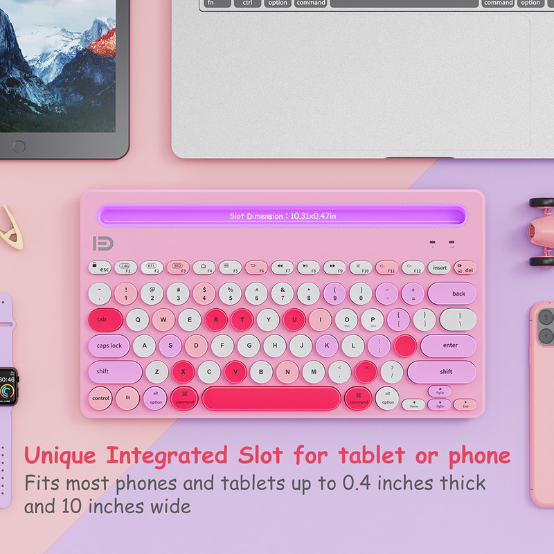 Mini prenosná 2,4G bezdrôtová klávesnica Bluetooth klávesnica s dvoma režimami pre iPad, telefón, tablet, klávesnica pre Android, iOS a Windows