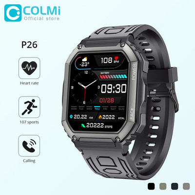 COLMI P26 1,81 ιντσών Έξυπνο ρολόι Ανδρικό Αδιάβροχο Outdoor Sports Fitness Tracker 100+ Sports Modes Smartwatch για Android iOS