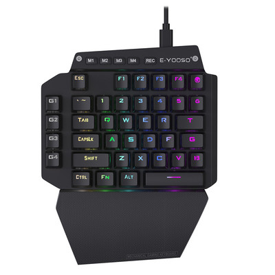 Tastatură cu 44 de taste USB cu fir pentru mâna stângă Tastatură cu o singură mână Tastatură mecanică Tastatură de joc pentru tabletă mobilă Laptop Joc PUBG LOL