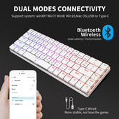 Tastatură Bluetooth fără fir cu 69 de taste USB portabil cu fir tip C Tastatură mecanică 60% RGB iluminată din spate pentru laptop, tabletă, birou