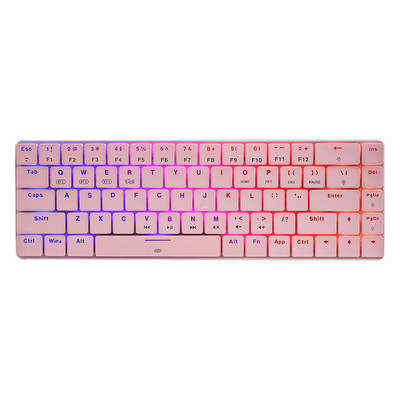 Tastatură Bluetooth fără fir cu 69 de taste USB portabil cu fir tip C Tastatură mecanică 60% RGB iluminată din spate pentru laptop, tabletă, birou