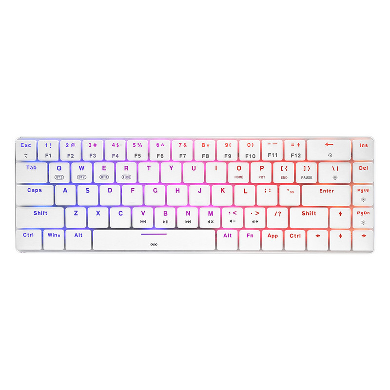 Tastatură Bluetooth fără fir cu 69 de taste USB portabil cu fir tip C Tastatură mecanică 60% RGB iluminată din spate pentru laptop, tabletă, birou