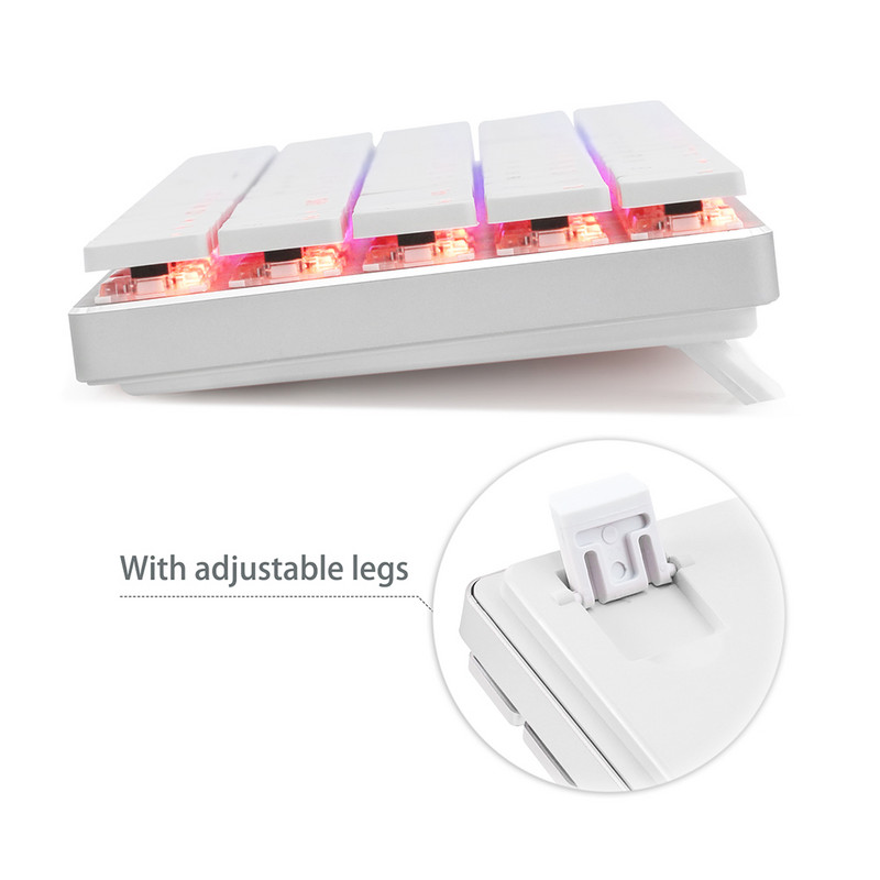 Tastatură Bluetooth fără fir cu 69 de taste USB portabil cu fir tip C Tastatură mecanică 60% RGB iluminată din spate pentru laptop, tabletă, birou