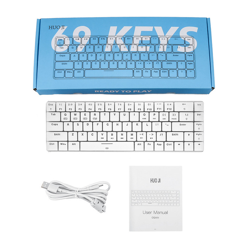 Tastatură Bluetooth fără fir cu 69 de taste USB portabil cu fir tip C Tastatură mecanică 60% RGB iluminată din spate pentru laptop, tabletă, birou