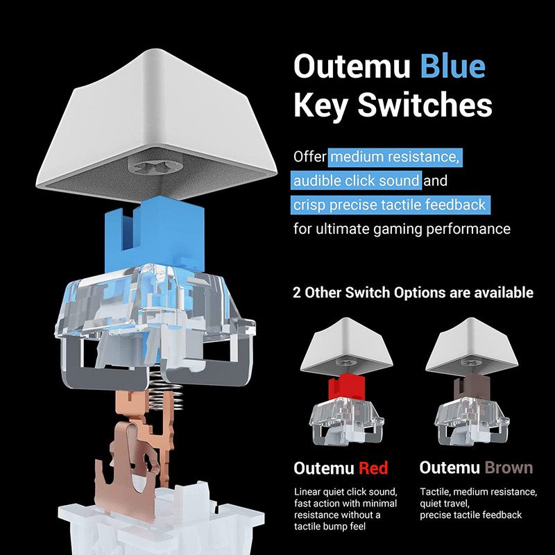RU Gaming Mehanička tipkovnica Plavi prekidač USB RGB pozadinsko osvjetljenje Žičana tipkovnica 81 tipka Anti-ghosting Za igre Laptop PC ruski