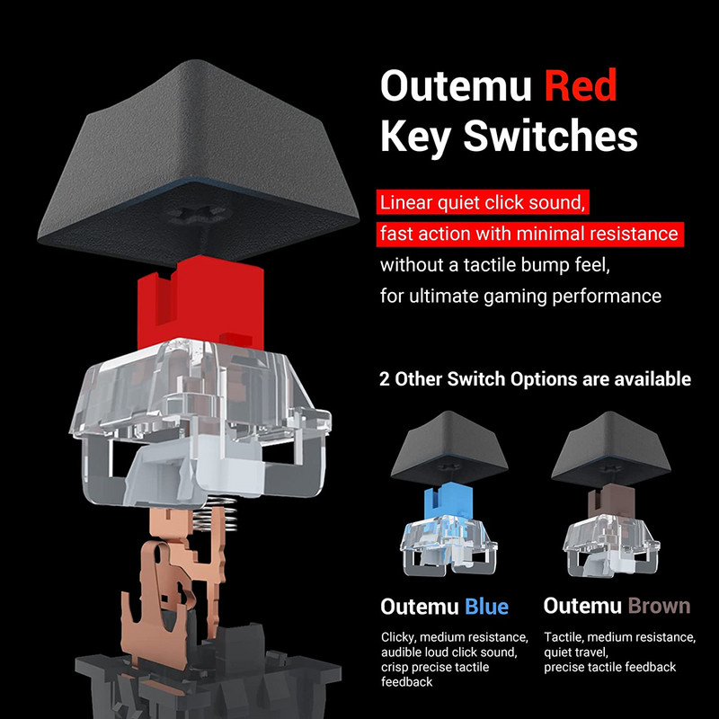 Mechanická herná klávesnica Redragon K552 s dúhovým podsvietením a káblovou klávesnicou s červenými spínačmi pre herné PC s Windowsom